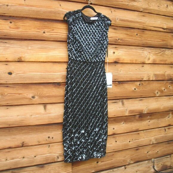 Mac Duggal 5776 Womens HIGH NECK DRESS W/ CRYSTAL FRINGE DETAIL - Picture 6 of 14